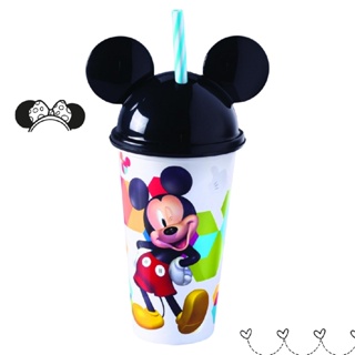 Copo Infantil Disney Orelha do Mickey com Canudo 500 ml Plasutil