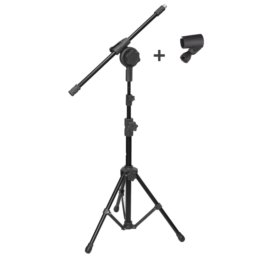 Pedestal Suporte Para Microfone Compacto 2 níveis c/Cachimbo