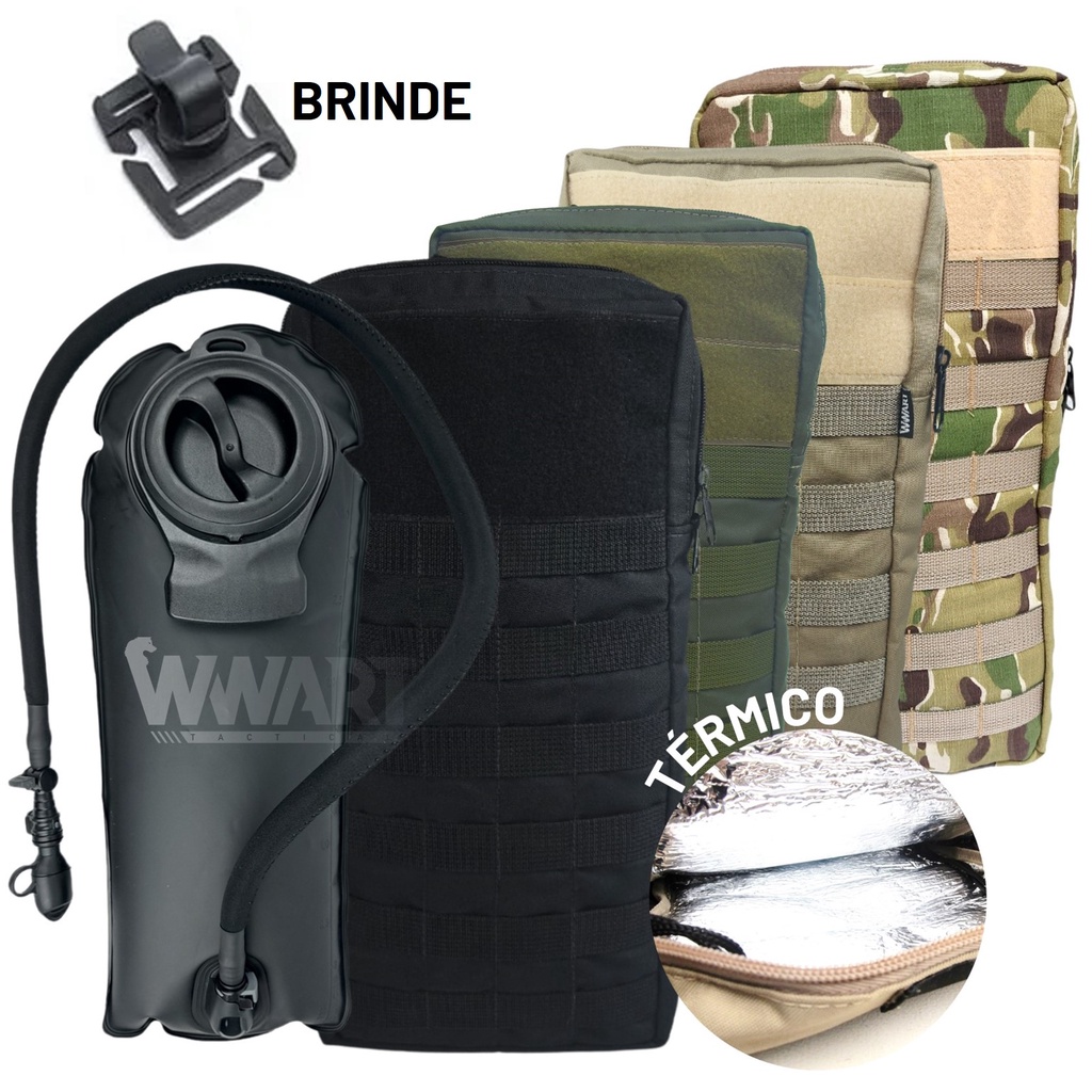 Porta Camelback Térmico Modular Molle + Refil de Hidratação 3Litros