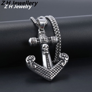 [Z H Jóias] Vintage Viking Hip Hop Anchor Sailing Cross Pingente De Aço Inoxidável Moda Masculina E Feminina Punk Party Rock Titanium Steel Jewelry Acessórios