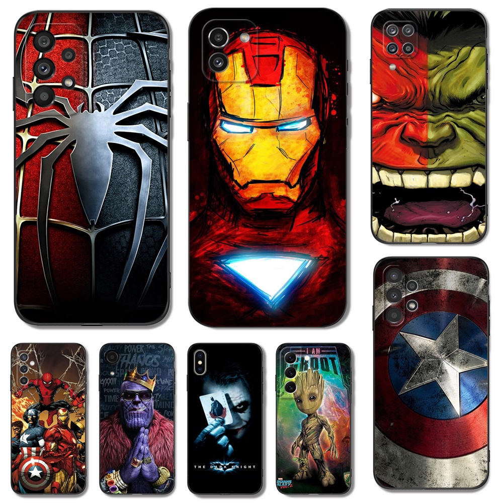 Estojo Para Samsung Galaxy S23 Plus Ultra S23 5G Capa Traseira Do Telefone Silicone Preto Tpu Marvel Avengers Superhero Capitão ironman Queos