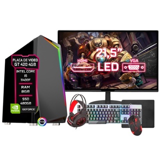 PC Gamer Completo I7, 16GB RAM, GTX 1050TI 4GB, HD 1TB + Monitor 21.5 +  Kit Gamer Teclado, Mouse e Headset, Hayom, Enifler, Enifler