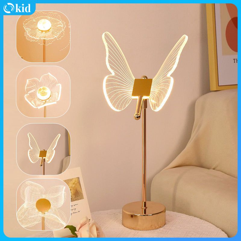 Lâmpada Romântica De Almoço Mesa LED Shell 3 Luz-Acrílica Borboleta Colorida Decoração 180 Graus Pode Ser Ajustada Iluminação Villa Art Decorativa Cama