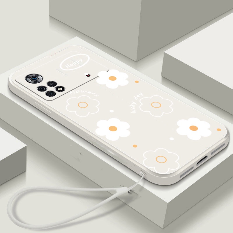 Capa Poco F5 X5 Pro 5G Redmi Nota 12 4G 12 11S 5G 12C Xiaomi Mi 12T 12 Lite Pequeno Urso De Flores Branco De Telefone Tpu Macia
