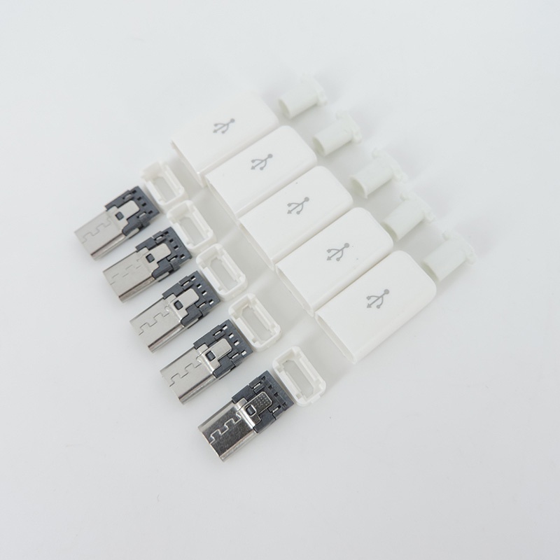 Adaptador de conector micro usb macho 5p, adaptador de conector tipo a de  solda kit diy preto e branco, tomada usb 5 pinos, soquete de carregamento  usb de 5 pinos com 10 peças