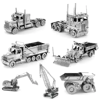 Modelo 3D De Montagem De Metal Quebra-Cabeça De Engenharia De Veículos Nariz Longo COE Carregador De Caminhão Guindaste 1000 Peças Brinquedos Montessori Feitos À Mão Para Adultos