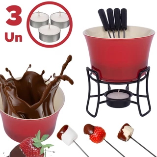 Conjunto Para Fondue Aço Inox 6 Peças Zermatt Cerâmica