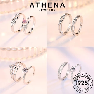 ATHENA JEWELRY 925 original de em legítima anéis pratas joias aliança berloque compromisso prata pura moissanita casal diamante anel solitário casamento simplicidade par M059