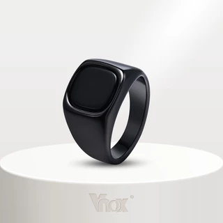 Vnox Fashion Men's Punk Black Stone Ring , Anel De Pedra De Vidro Quadrado De Aço Inoxidável , Jóias Masculinas Pretas Antialérgicas