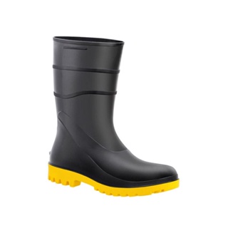 Bota de PVC Cano Curto Preta C/Solado Amarelo NR42 BRACOL
