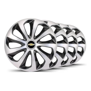 Jogo Calota Aro 14 Esportiva Velox Gm Onix Prata Preta