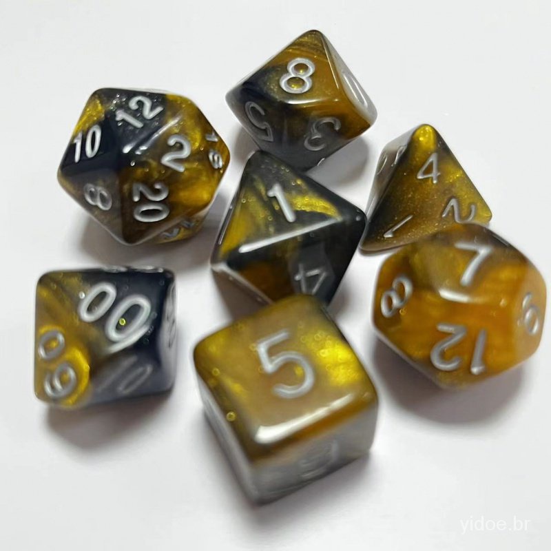 Conjunto de dragões de cor dupla, conjunto de 7 peças, conjunto de dados de  jogo para acessórios, placa de dados rpg poliédricos, material para jogos  de jogos de lazer, entretenimento