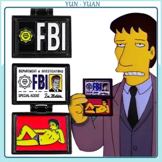 FBI Permissão De Trabalho Flip Brooch Comédia Personagem Milhouse Pin Simpson Personalidade Crachá Presente