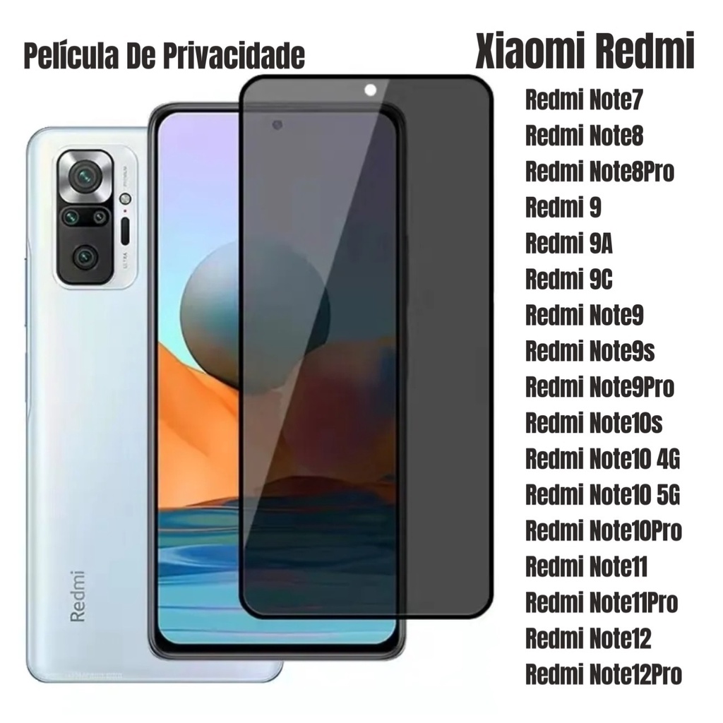 Película Vidro 3D Privacidade Anti Spy Tela Para Xiaomi Mi Redmi Note ...