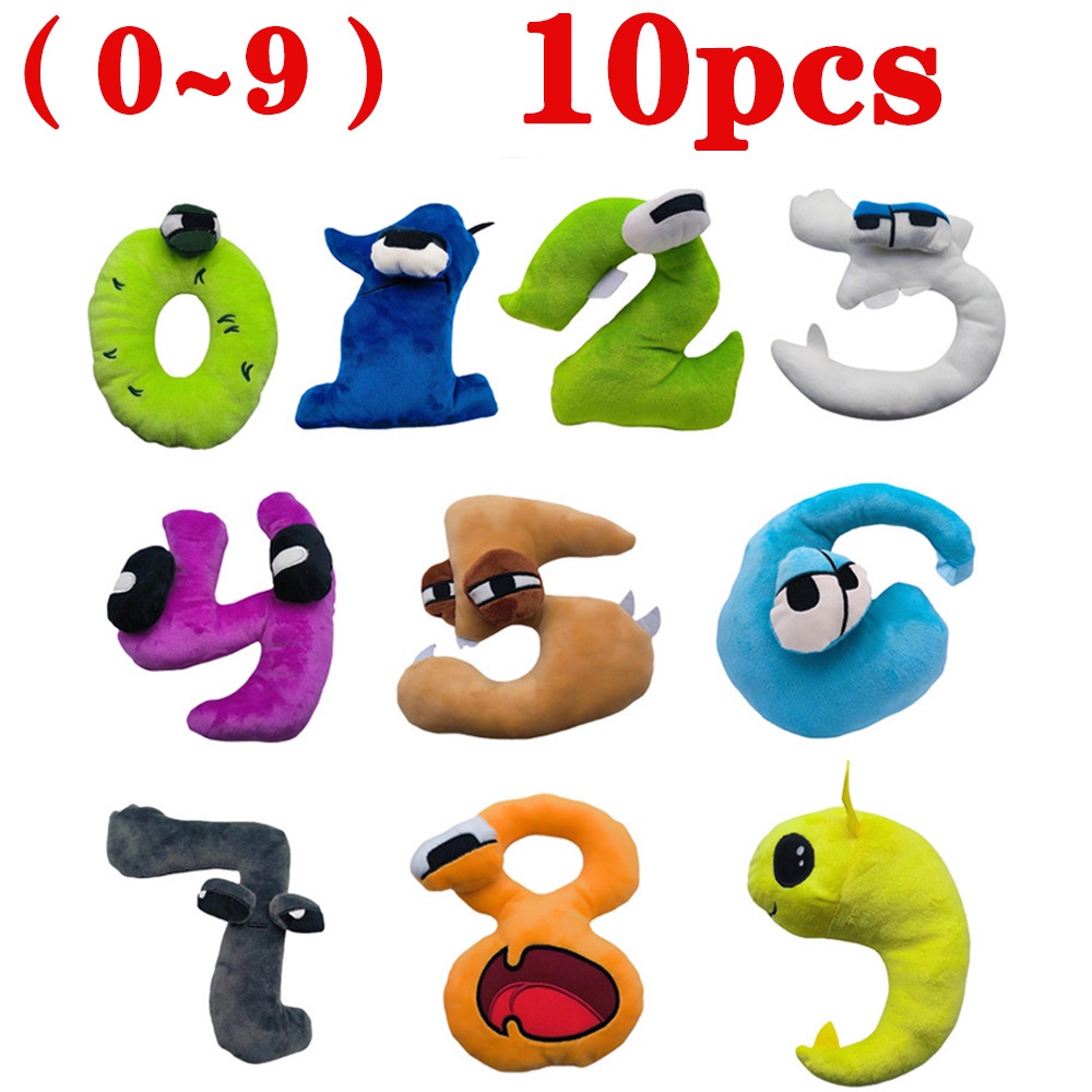 Bonecas de pelúcia Alphabet Lore números 0-9 animais de pelúcia educação  bloco de números