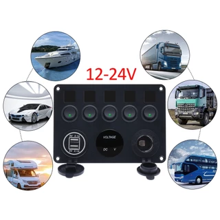 Painel De Interruptor LED De 5 Gangues 12V Saída De Energia 4.2A Carregador USB Duplo Combinação De Voltímetro Digital Para Camper Marine De Barco em Oferta na Shopee