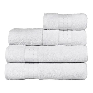 Kit Toalha Banho Rosto Piso 5 Pcs Class Algodao Fio Penteado BRANCO BRANCA Seca