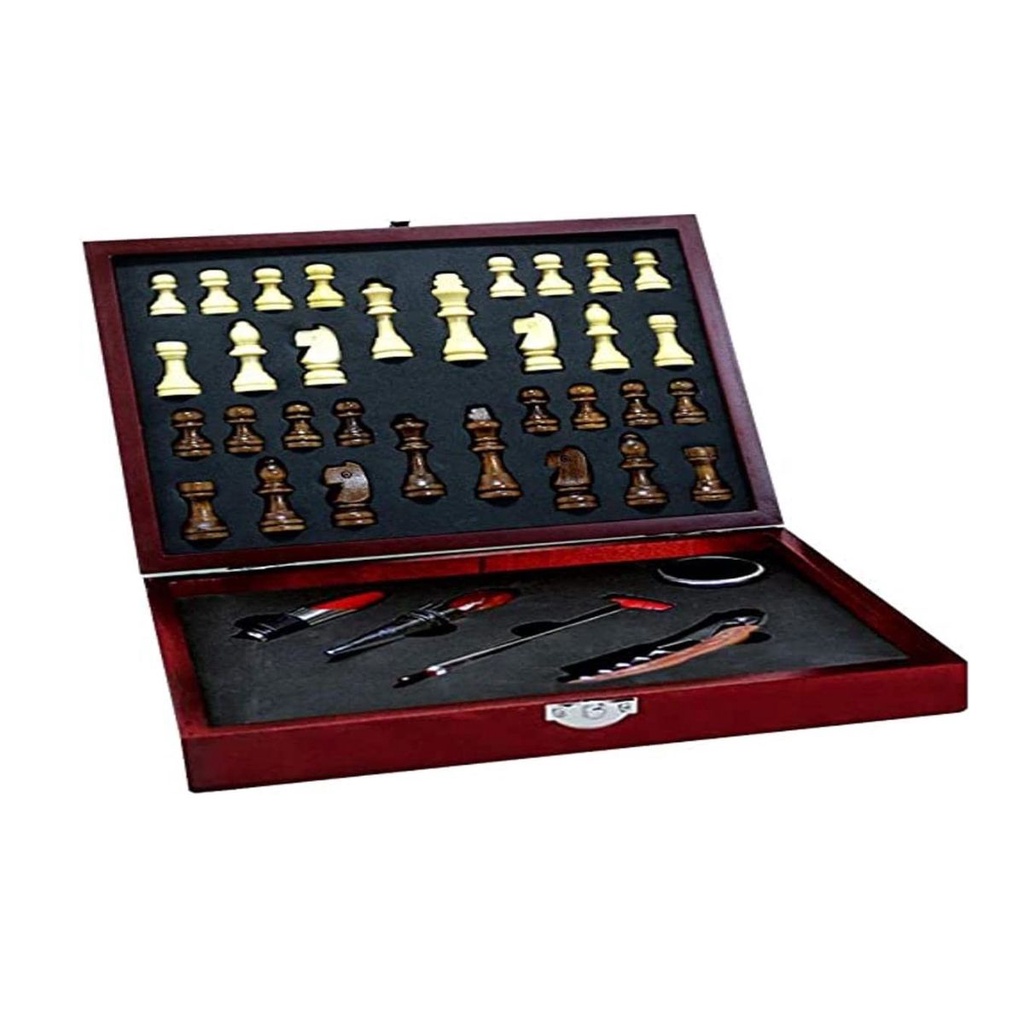 Kit de vinho jogo xadrez com maleta 05 peças. SXQ6603KIT