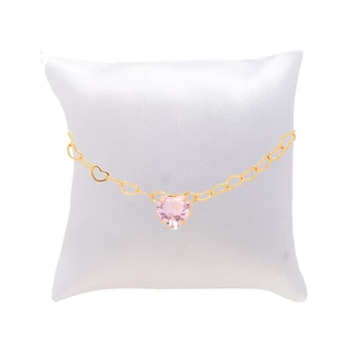 Kit 4 Pulseiras Madrinha Pedra Rosa Folheada + Almofadinha