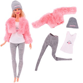 Nova boneca roupas moda casaco de pelúcia topos calças chapéus acessórios  casuais para barbie bjd boneca brinquedos crianças presente menina vestido  sapatos