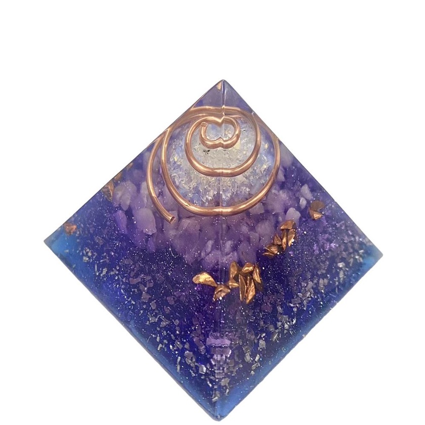 Orgonite Piramide Pedra da Lua Inteligencia Emocional Auto Conhecimento 4,5 cm Pedras Naturais