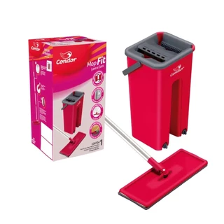 Mop Lava e Seca Fit Pisos Janelas Vidros Esfregao Microfibra com Balde Flat Condor 1653