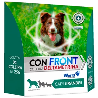 Coleira Antipulgas e Carrapatos Deltametrina Óleo de Citronela Confront 25Gr com 60cm