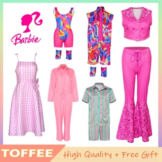 Cosplay Para Barbie Suspender Princesa Vestido Rosa Vestido Infantil Xadrez  Cintura Vestido Presente da Menina