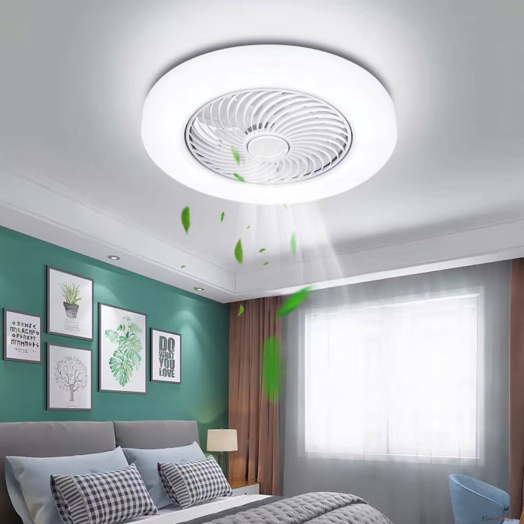 Lâmpada de teto moderna com ventilador de cabeça oscilante de 360
