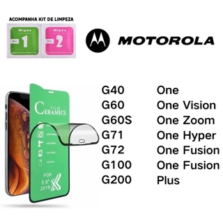 Pelicula Ceramica 9D Hidrogel Resistente P/ Motorola G40/ G60/ G60S/ G71/ G72/ G100/ G200/ One/ One Vision/ One Zoom/ One Hyper/ One Fusion/ One Fusion Plus Pronta Entrega