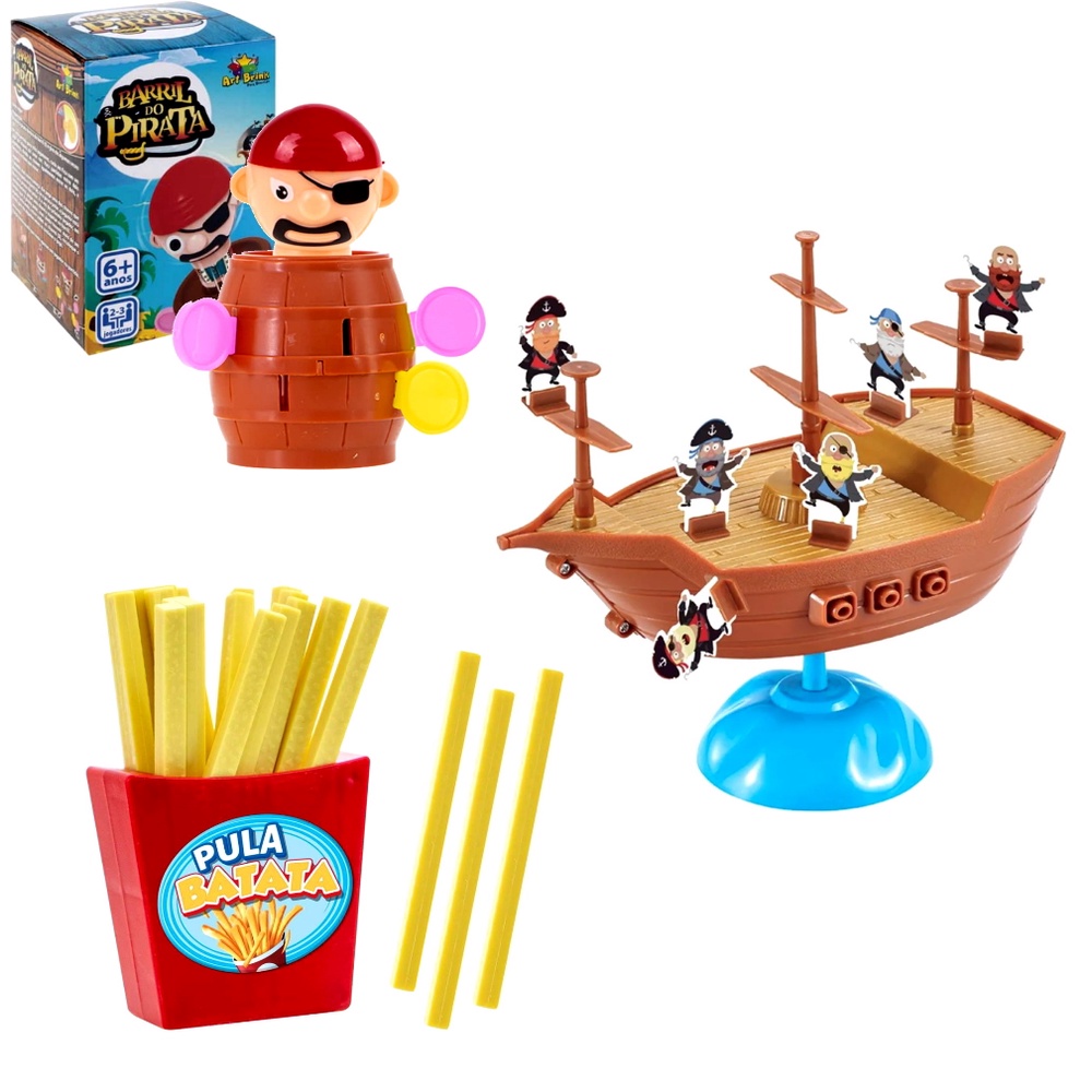 Jogos tabuleiro infantil Barril Pula Pirata ZFT134 Kit Jogo Pinguim Numa  Fria Quebra Gelo + Cilindro Latinha Mágica brinquedo criança 5 anos