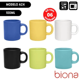 Kit c/6 unid Caneca Cafezinho AZ4 100ml Biona Oxford