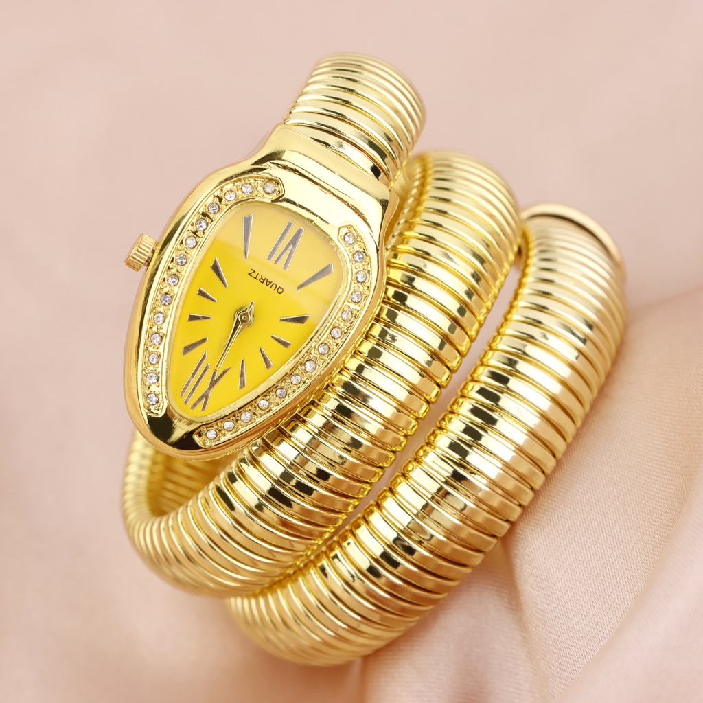 Criativo Snake Ladies Watch Gold Steel Band