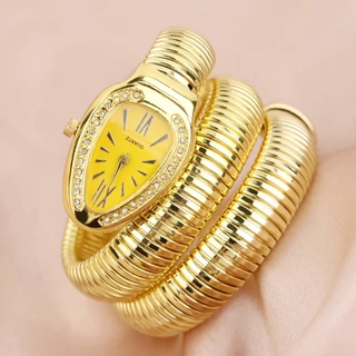 Criativo Snake Ladies Watch Gold Steel Band