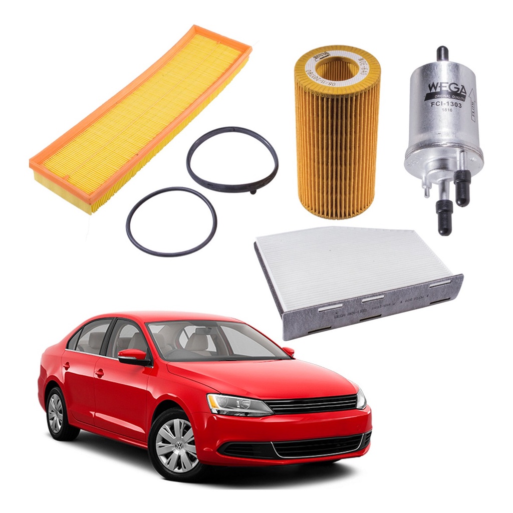 Kit Troca De Filtros Jetta 2.5 20v 170 Cv 2007 a 2013 - FAP60122 + FCI1303 + WOE640 + AKX1100 WEGA