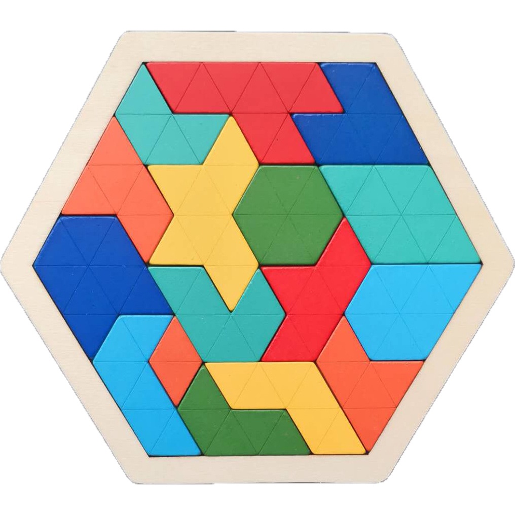 Quebra-cabeças de madeira para crianças adultos - Crianças quebra-cabeças  Hexagon Shape Pattern Block para crianças cérebro teaser quebra-cabeça  Lógico iq Jogo stem Jogo de Brinquedo Educacional Para Todas as Idades  Desafio em