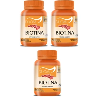 Kit com 3 Duom Biotina Vitamina B7 Cáps - Saúde do Cabelo, Pele & Unhas 60 Caps em Oferta na Shopee