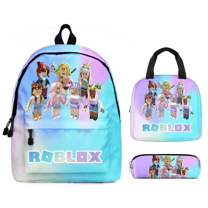 ROBLOX-Bolsa de desenho animado para crianças, mochila versátil de moda,  carregamento USB, presente de lona para meninos e meninas