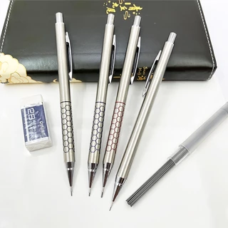 Metal Mechanical Pencil 0.5/0.7/0.9mm Students Writing Drawing Designing Black Pen