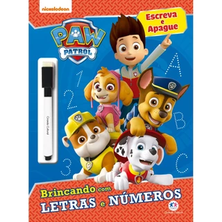 Livro Escreva e apague Patrulha Canina - Brincando com letras e nú