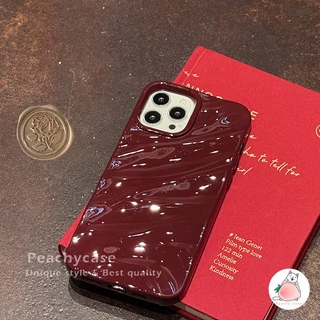 Retro Vinho Vermelho Seda Dobra Rugas Capa De Telefone Brilhante Para iPhone 18 17 16 15 14 Plus 13 12 Pro Max 11 Xr Xs
