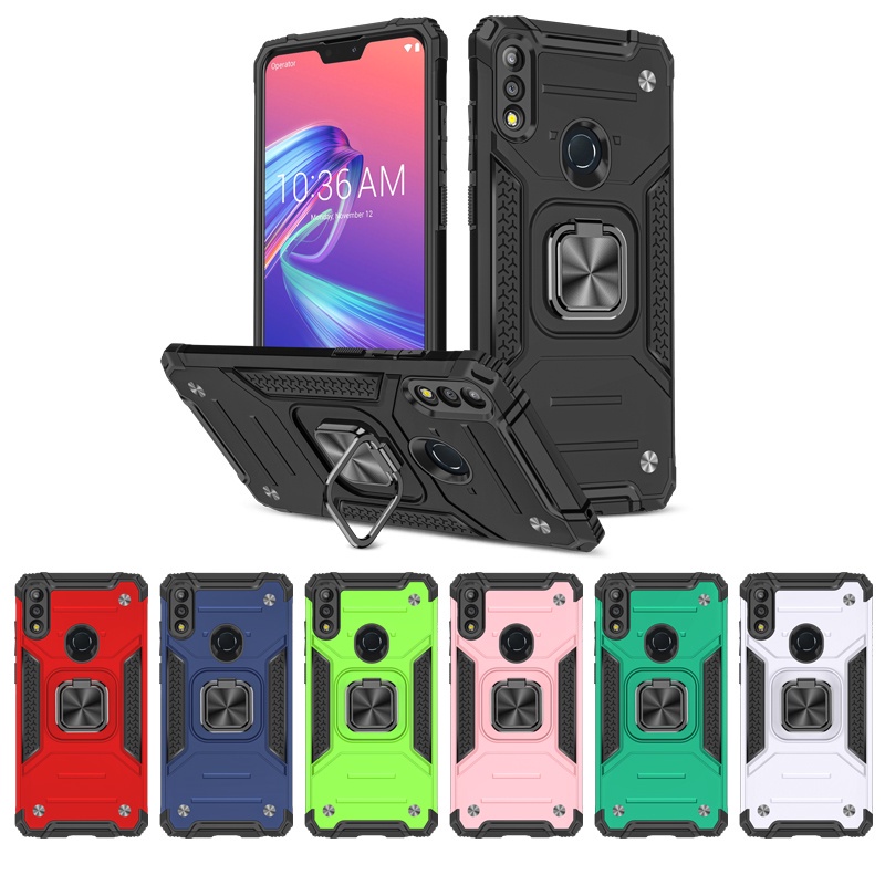 Para ASUS Zenfone Max Pro M2 ZB631KL Caixa De Telefone Resistente A Choques , Suporte Magnético Carro , Com Anel Giratório De 360 Graus