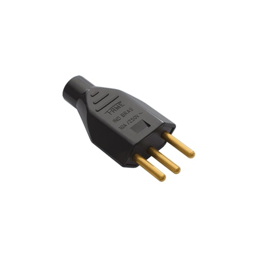 Plugue macho 3 pinos fame 10a preto