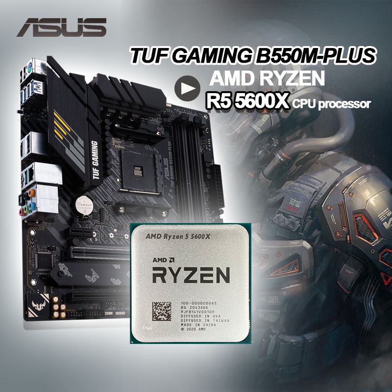 AMD Ryzen 5 5600X R5 5600X CPU ASUS TUF GAMING B550M PLUS Motherboard