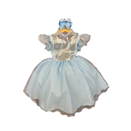 Vestido Frozen Elsa Azul Serenity Infantil Festa Capa