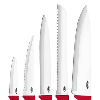 Conjunto De Facas Brinox Cross 6 Peças Aço Inox Com Cabo Vermelho