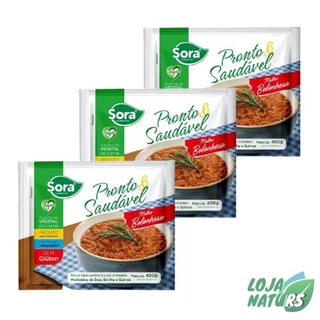 KIT 3 Unidades Molho Bolonhesa de Proteína Vegetal Pronto e Saudável Sem Glúten Vegano 400g - SORA