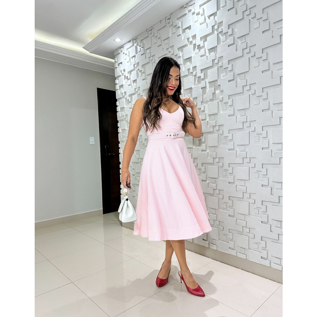 Vestido midi hot sale rodado rosa