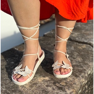 Sandália feminina Papete Borboleta Amarração Birken Blogueira Lançamento Oferta