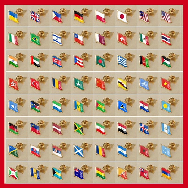 1pcs 50 Países Pin Bandeira De Alta Qualidade Ucrânia Rússia Cingapura Vietnã Tailândia Malásia Brasil México Eua Reino Unido Broche De Crachá Das Nações Unidas